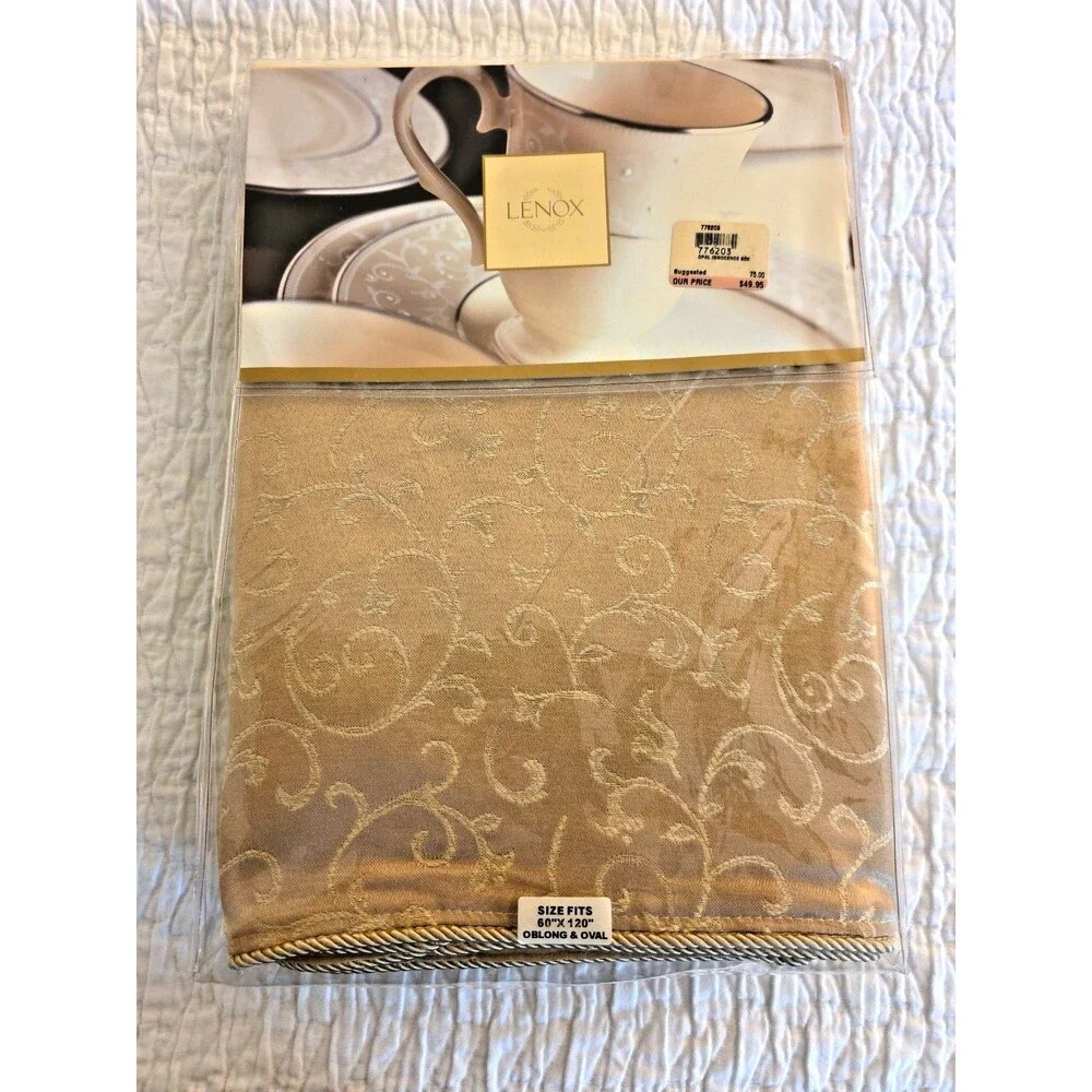 LENOX OPAL INNOCENCE 60”X 102” TABLECLOTH NEW